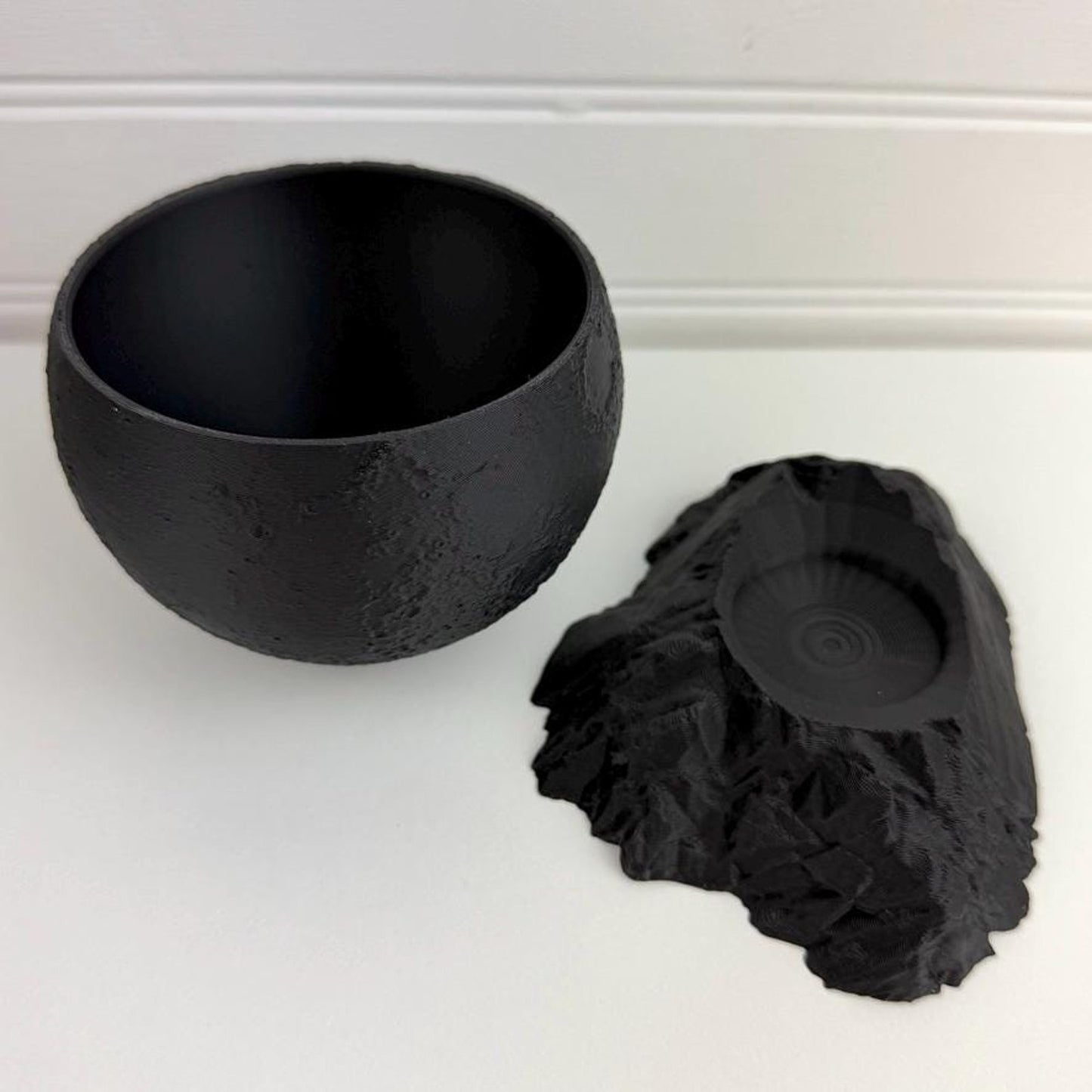 Moon Planter with Base, Indoor Plant Pot, Tabletop Planter, Textured Design, Astronomy Decor