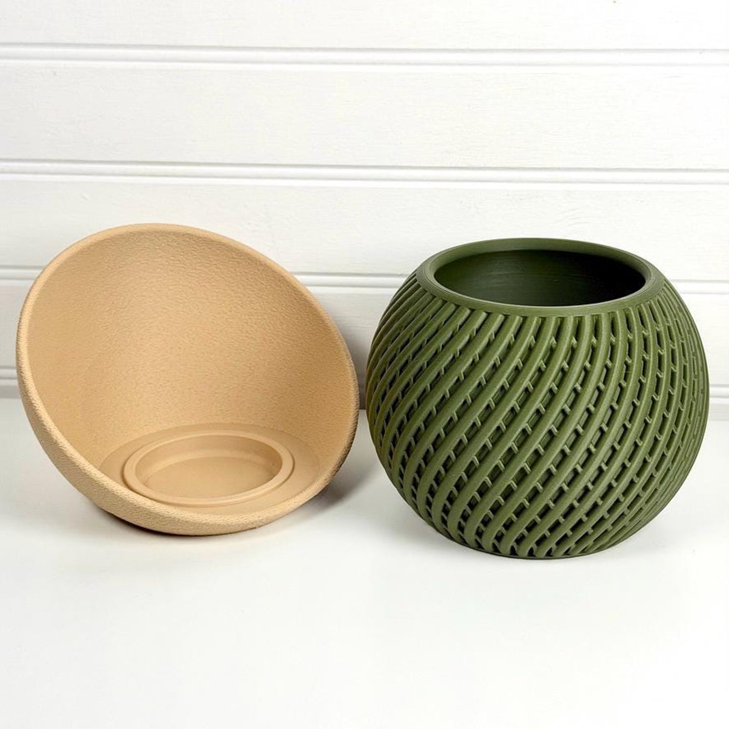 Troia Planter, Indoor Plant Pot with Sculpted Drip Tray, Tabletop Planter