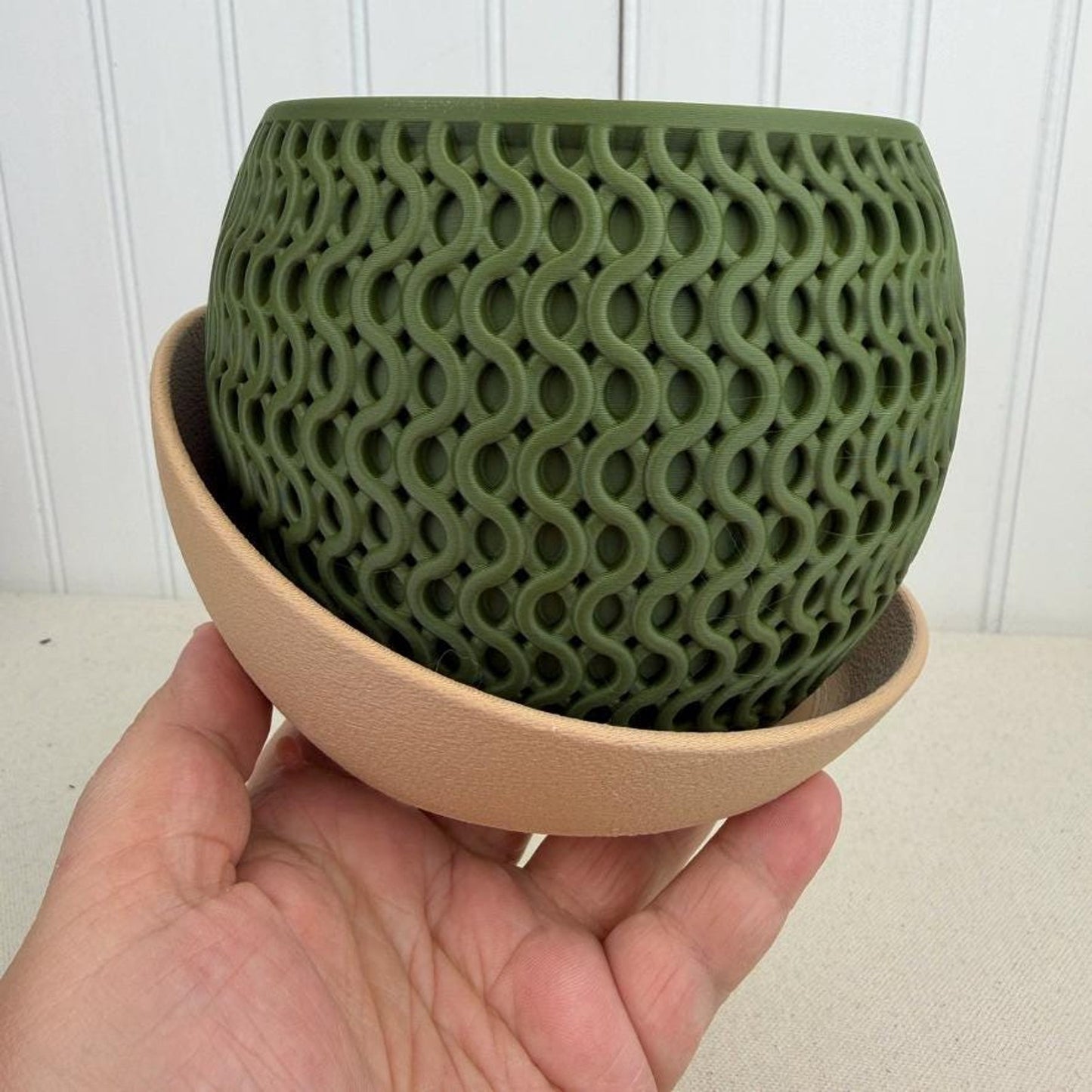 The Echo Planter, Indoor Flower Pot, Tabletop Planter, Wavy Geometric Design
