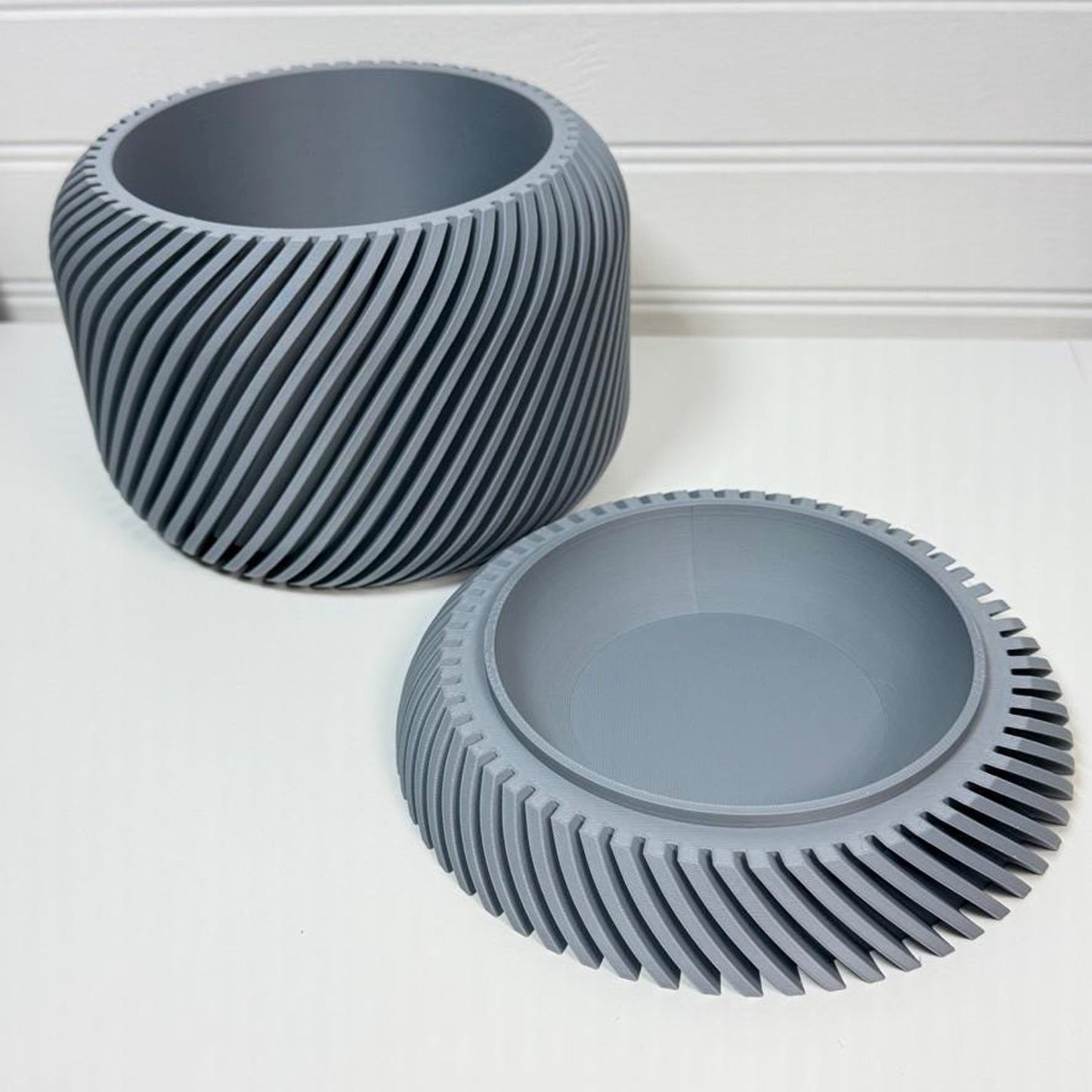 Slant Planter, Tabletop Indoor Flower Pot, Ribbed Planter, Homeware, Modern Home