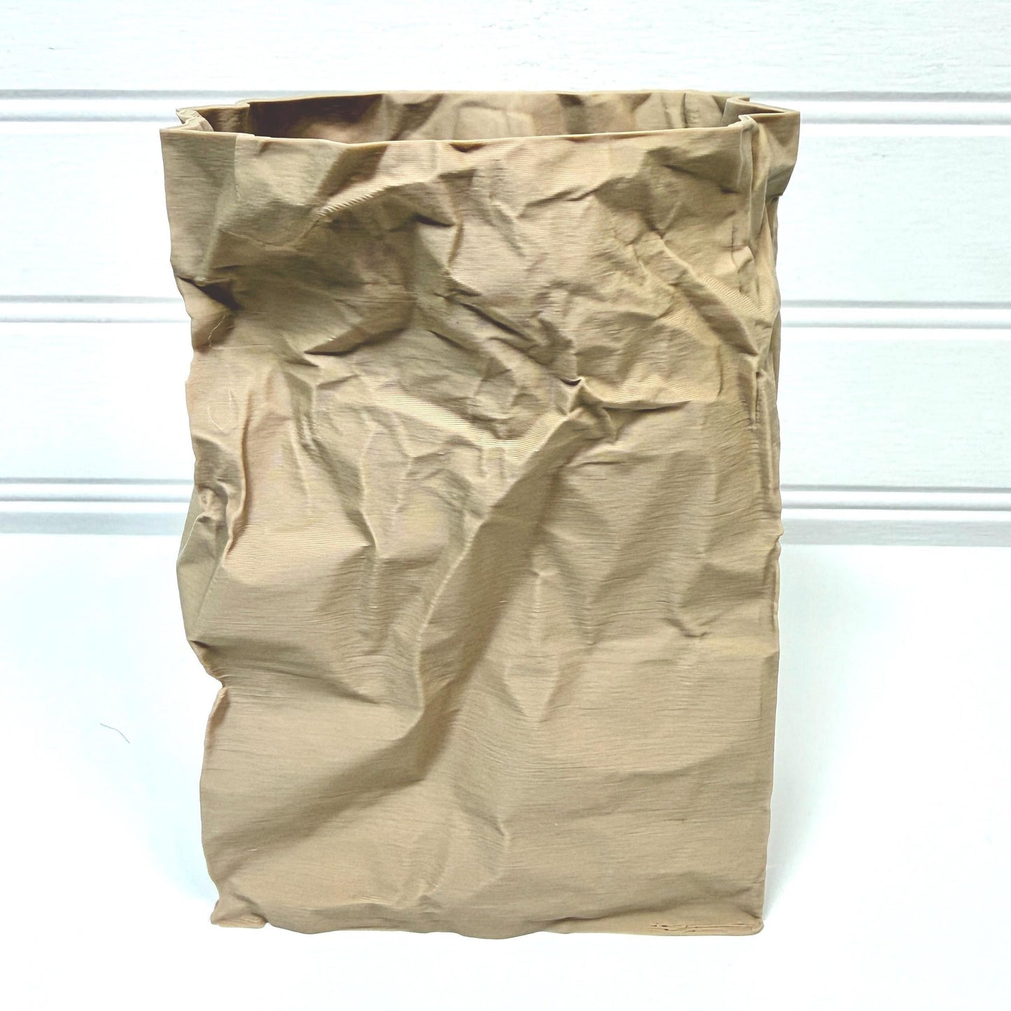 Kraftique - Paper Reborn , Crumpled Paper Bag Design, Small Tabletop Vase, Desktop Storage, Playful Design