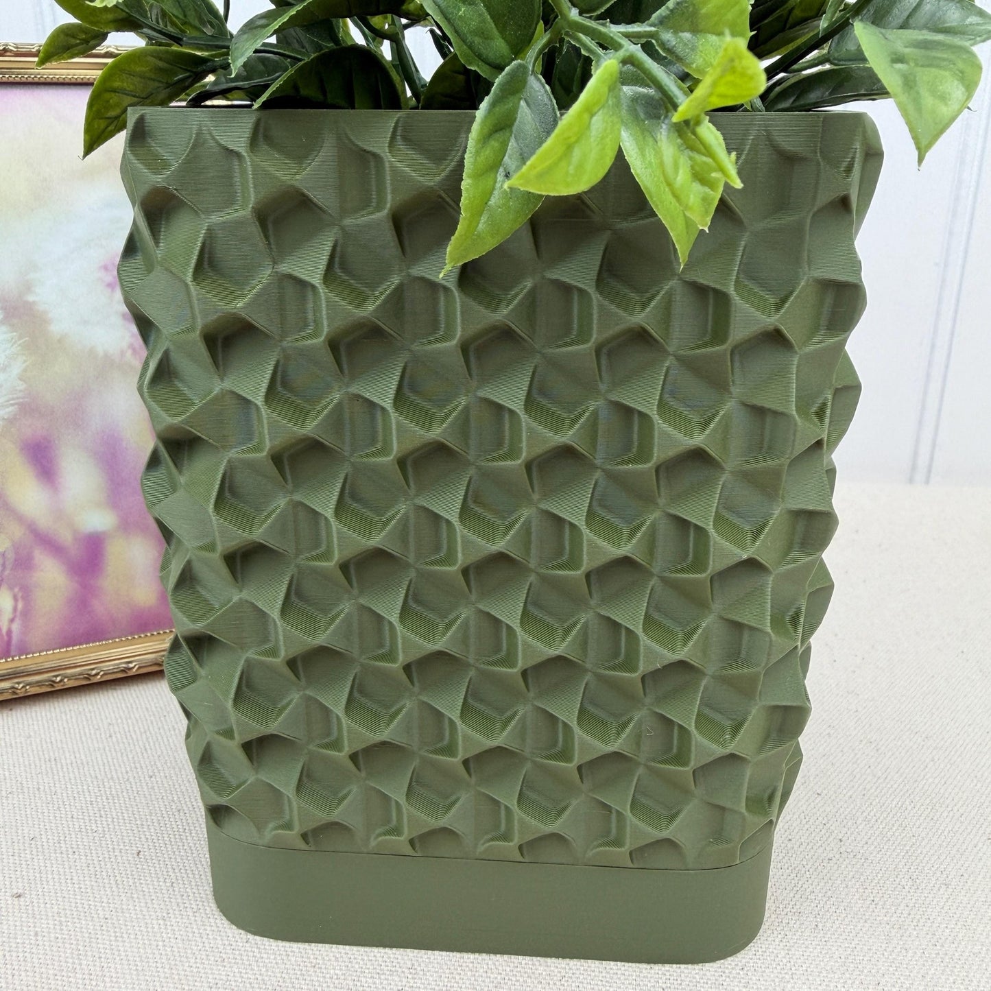 Rovi Square Planter, Indoor Flower Pot, Tabletop Planter, Faceted Texture, Modern Design