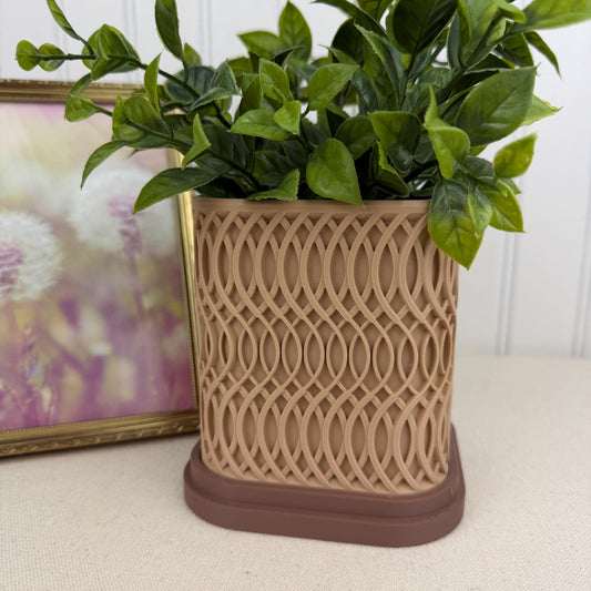 The Glowtide Planter, Indoor Flower Pot, Tabletop Planter. Woven Design