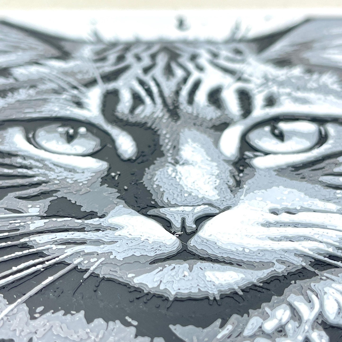 Black & White Tabby Cat Art, Monochrome Cat Art Print