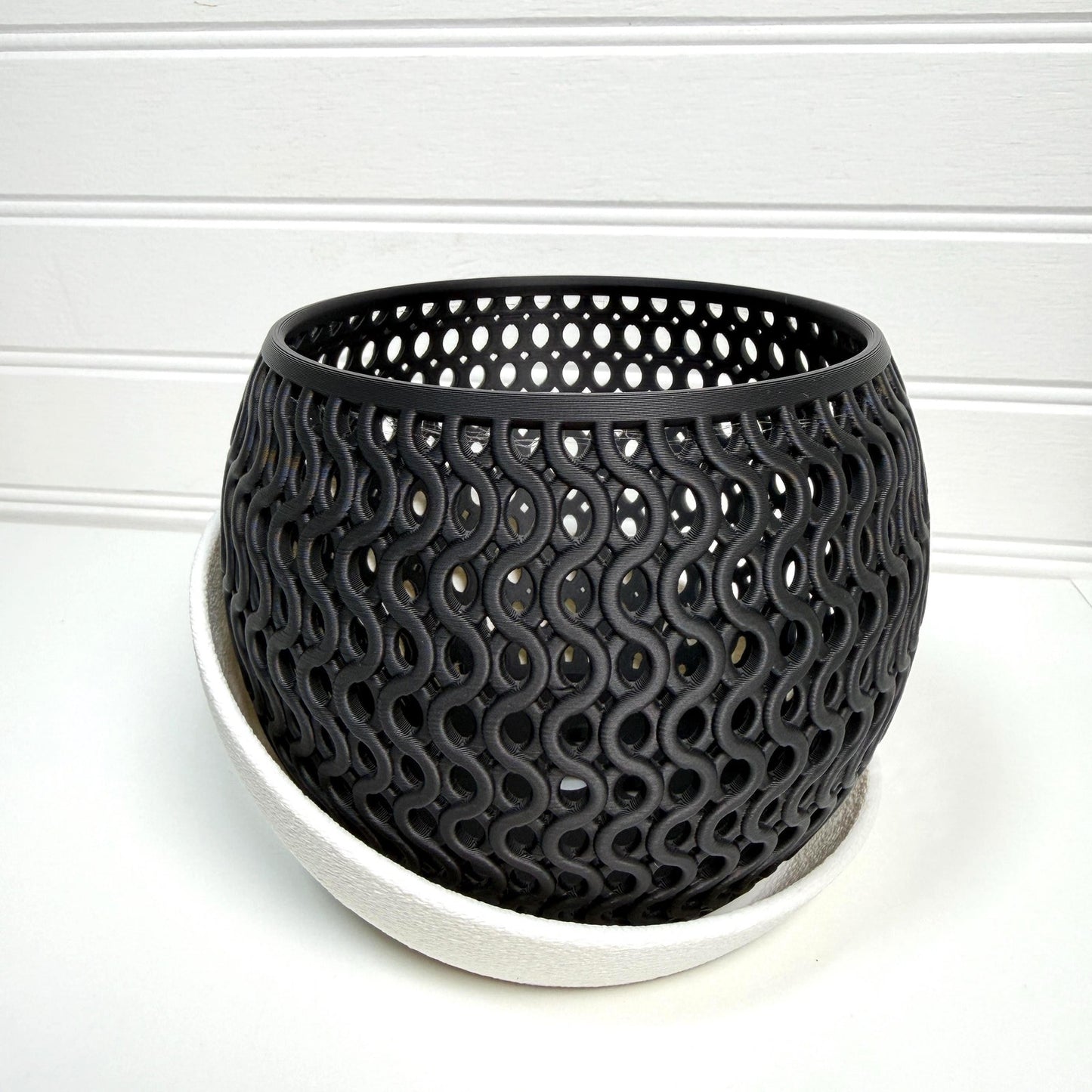 The Echo Orchid Planter, Indoor Tabletop Orchid Pot, Wavy Geometric Design