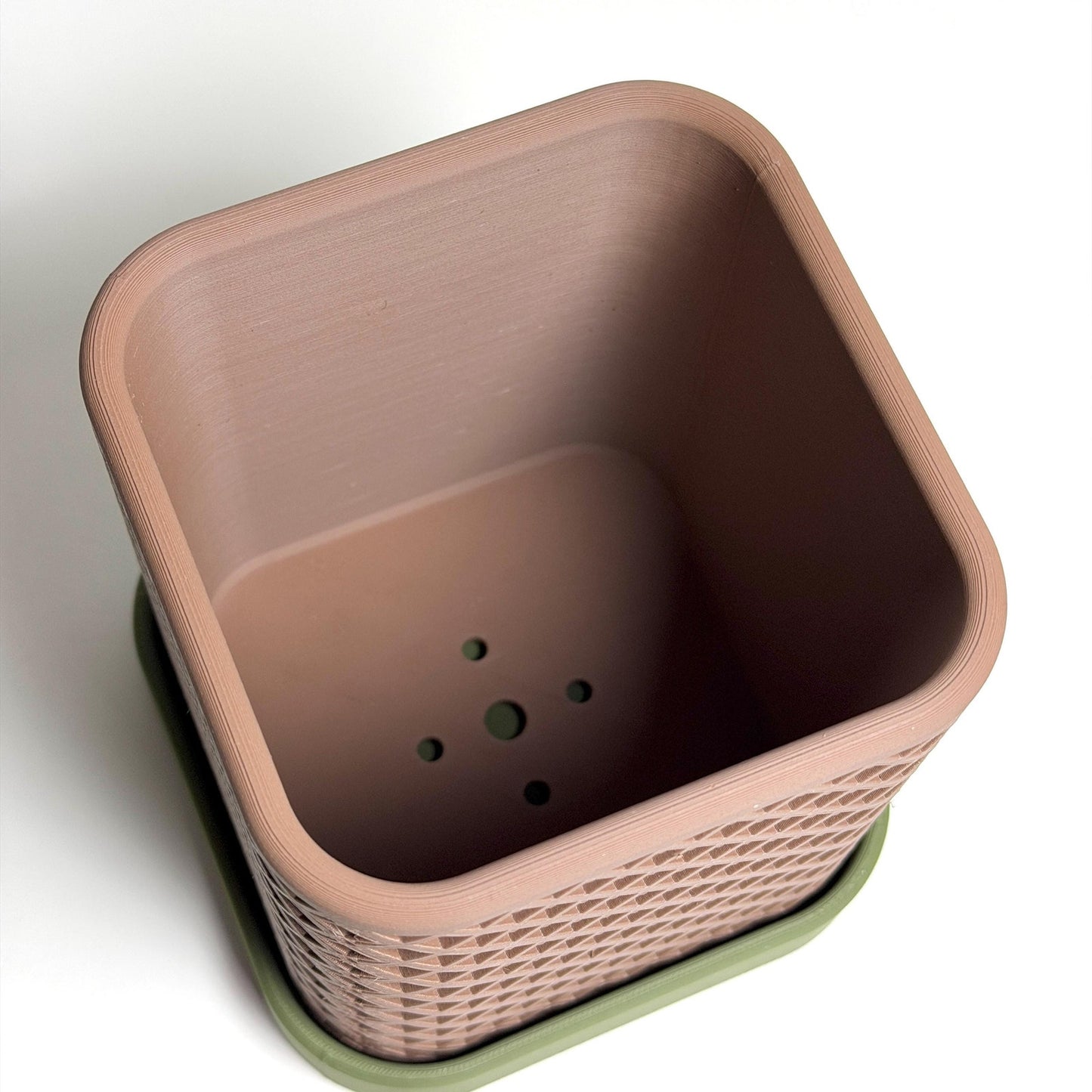 Squared Polygon Planter, Indoor Plant Pot with Decorative Drip Tray, Tabletop Planter