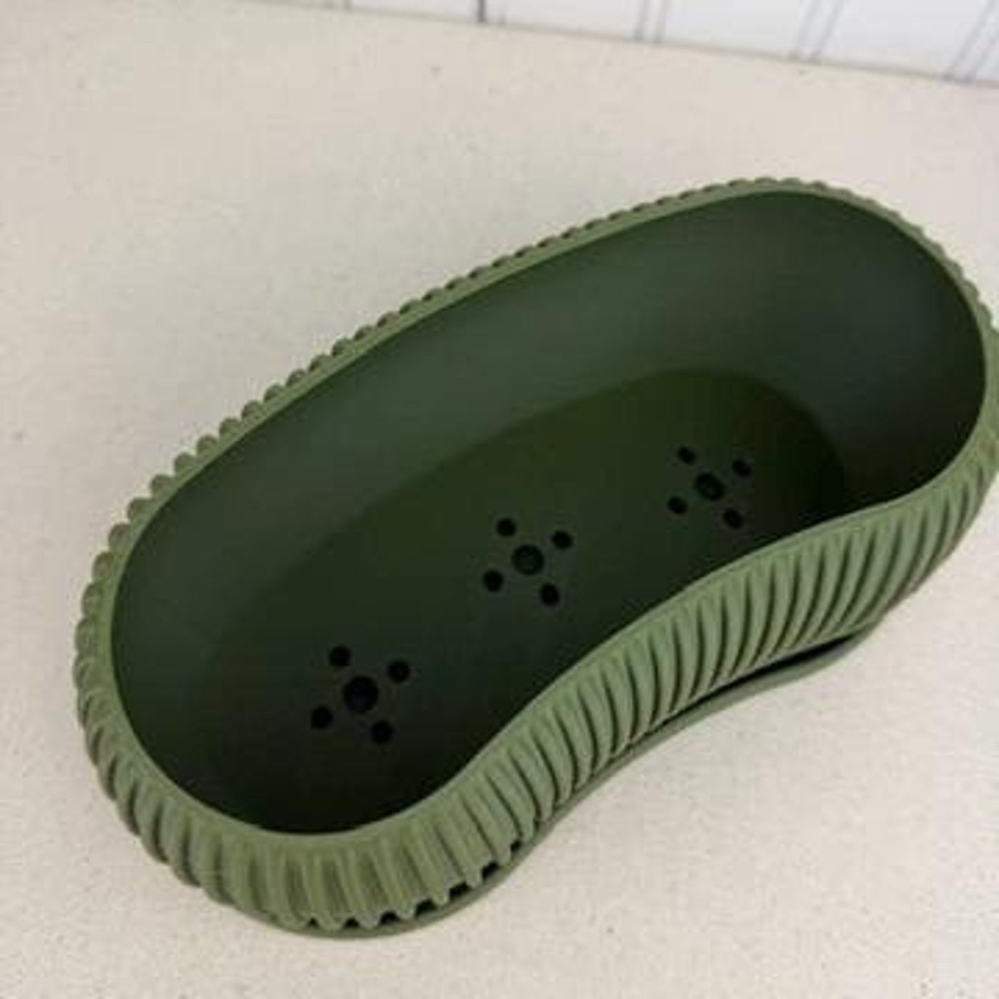 Terra Planter, Indoor Planter with Drainage Tray, Tabletop Planter, Ridged Kidney Bean Shaped