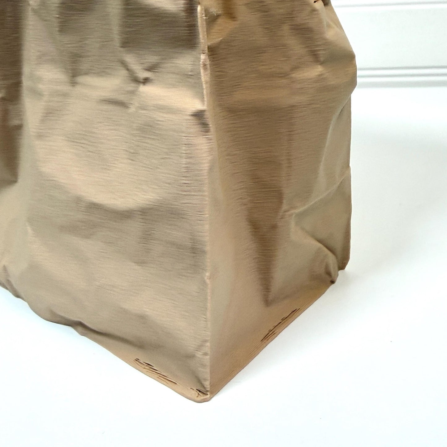 Kraftique Large - Paper Reborn, Unique Vase, Crumpled Brown Bag Design, Desktop Trash Bin