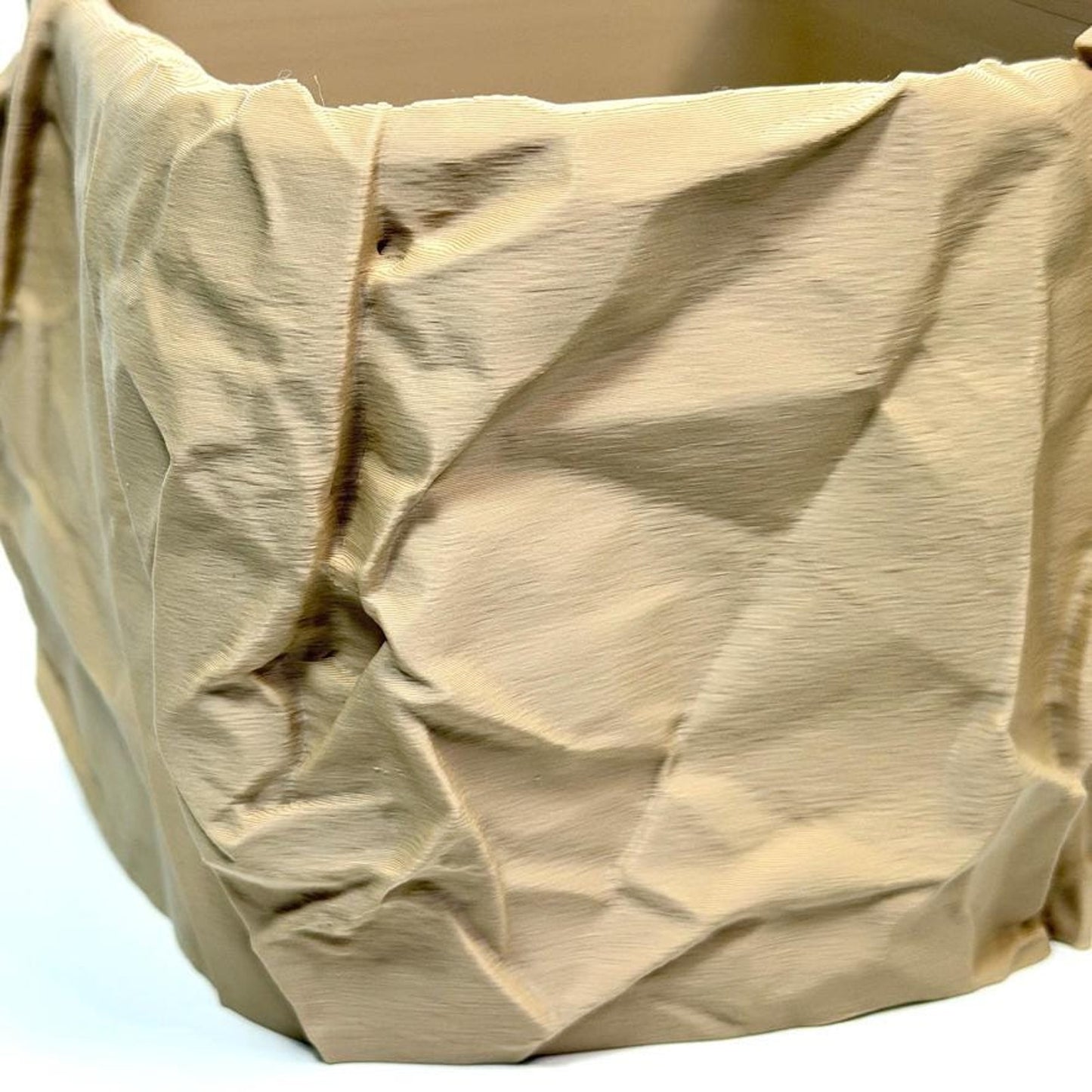 Crumpled Paper Pot, Cachepot Planter, Square Indoor Tabletop Plant Pot, Wrinkled Brown Bag Look