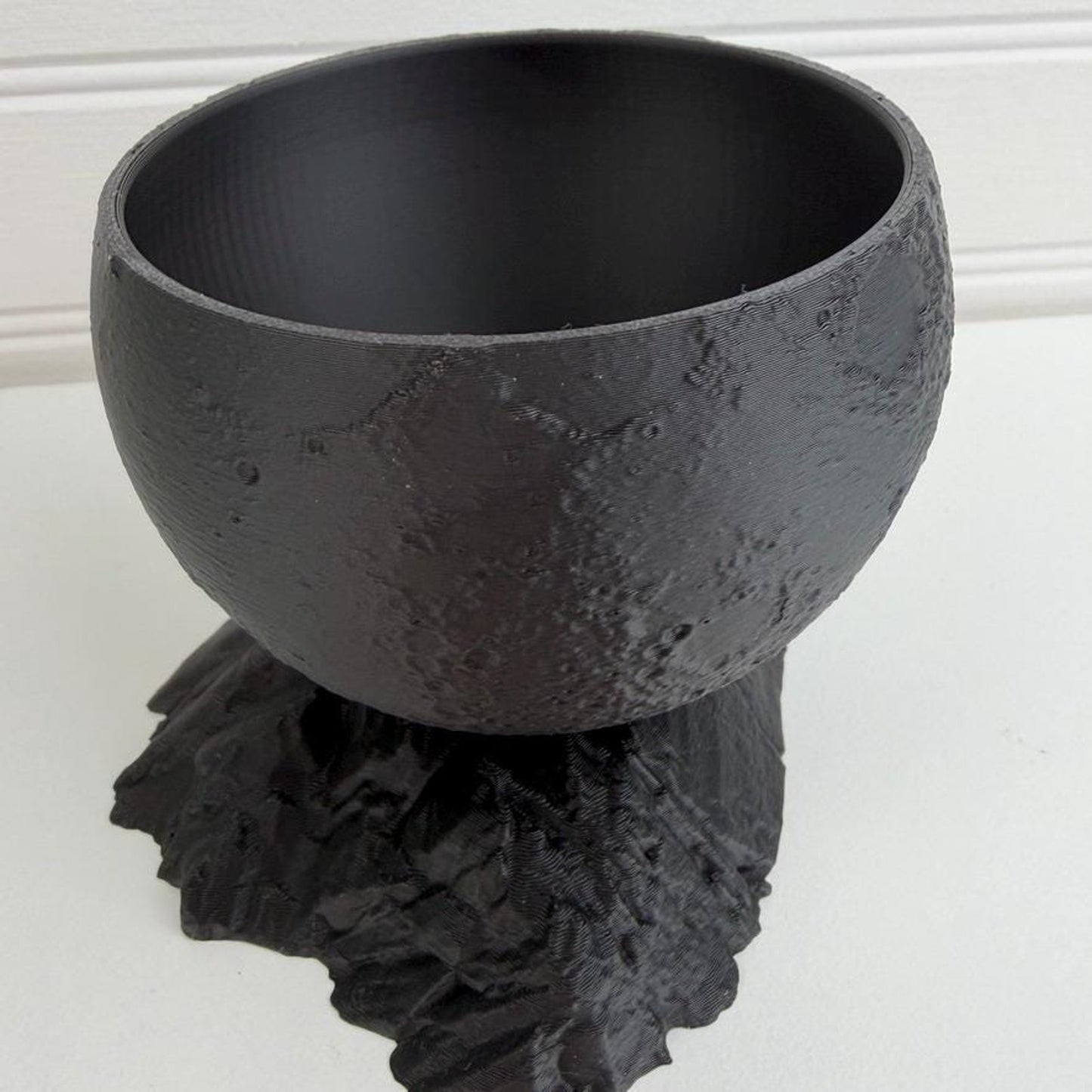 Moon Planter with Base, Indoor Plant Pot, Tabletop Planter, Textured Design, Astronomy Decor