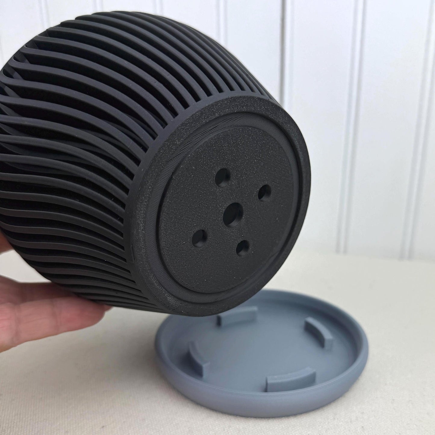 The Oblique Planter, Indoor Flower Pot, Tabletop Planter, Ribbed Wavy Pattern