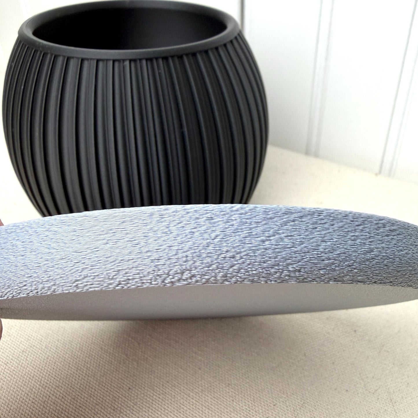 The Halo Planter, Indoor Flower Pot, Tabletop Planter, Ribbed Pattern