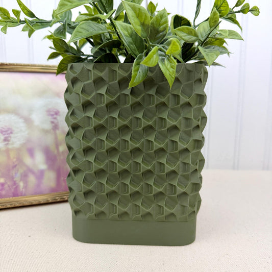Rovi Square Planter, Indoor Flower Pot, Tabletop Planter, Faceted Texture, Modern Design