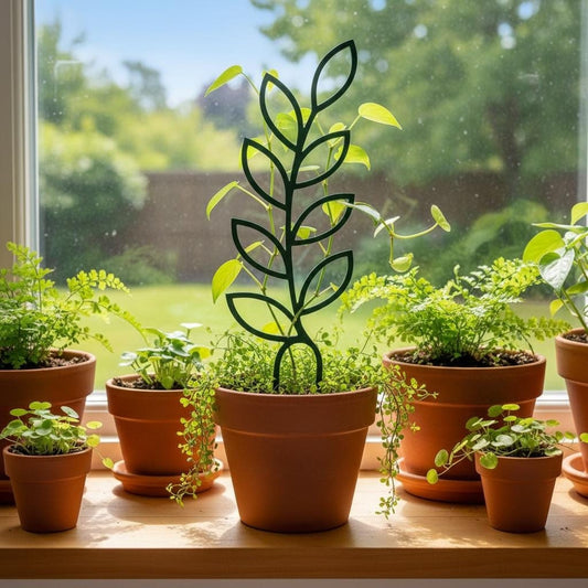 Leaf Shaped Modern Plant Trellis, Plant Support, Indoor Garden Decor, 12.375" tall