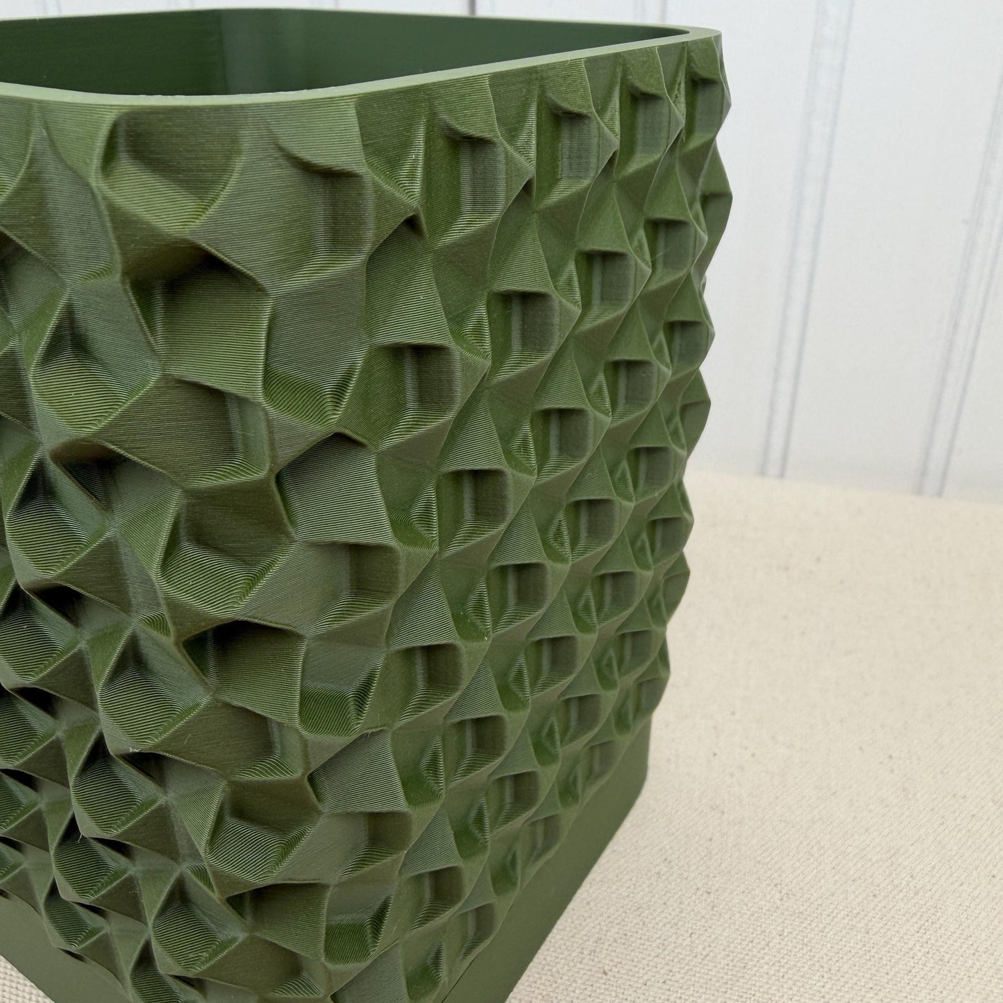Rovi Square Planter, Indoor Flower Pot, Tabletop Planter, Faceted Texture, Modern Design