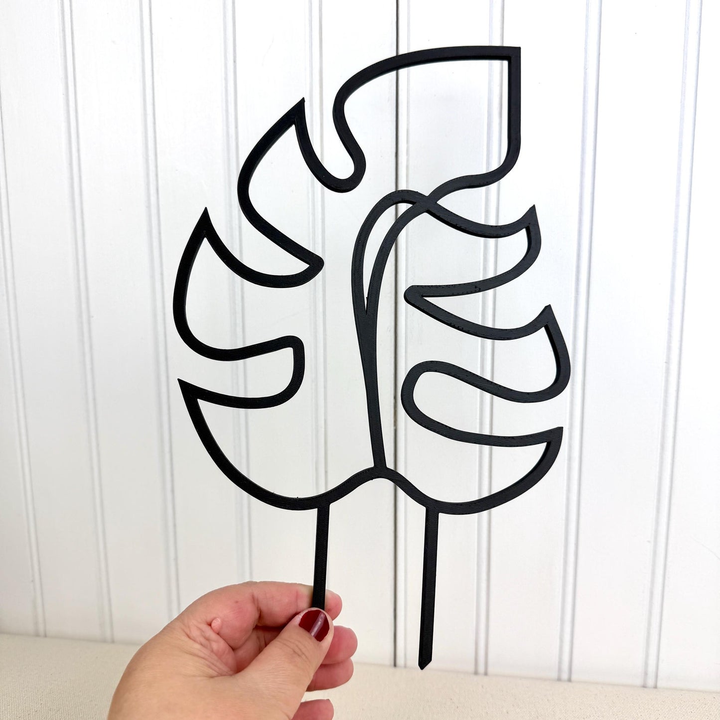 Monstera Leaf Shaped Plant Trellis, Modern Plant Support, Indoor Garden Decor, 11.5" tall
