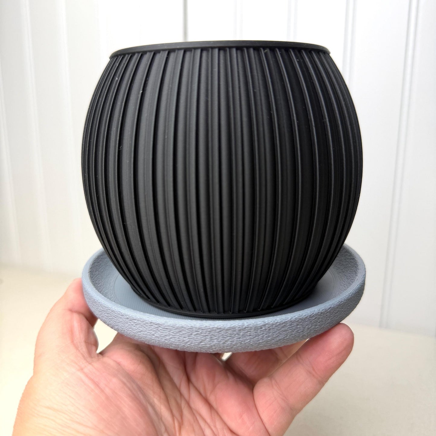 The Halo Planter, Indoor Flower Pot, Tabletop Planter, Ribbed Pattern