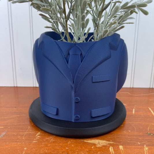Suit Coat Indoor Planter Pot, Men’s Suit Flower Pot, Tabletop Planter