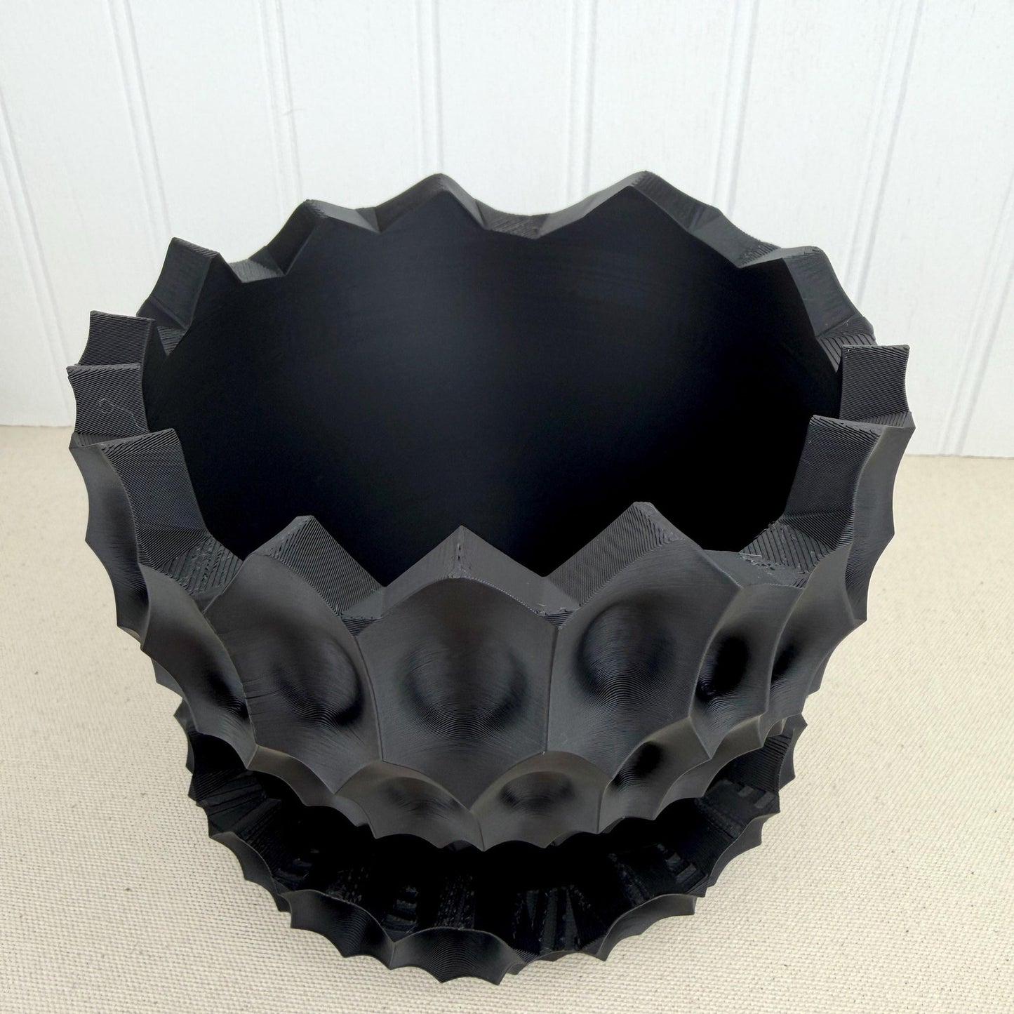 Bane Planter, Indoor Flower Pot, Tabletop Planter, Sculpted Geometric Pattern, Faceted Design