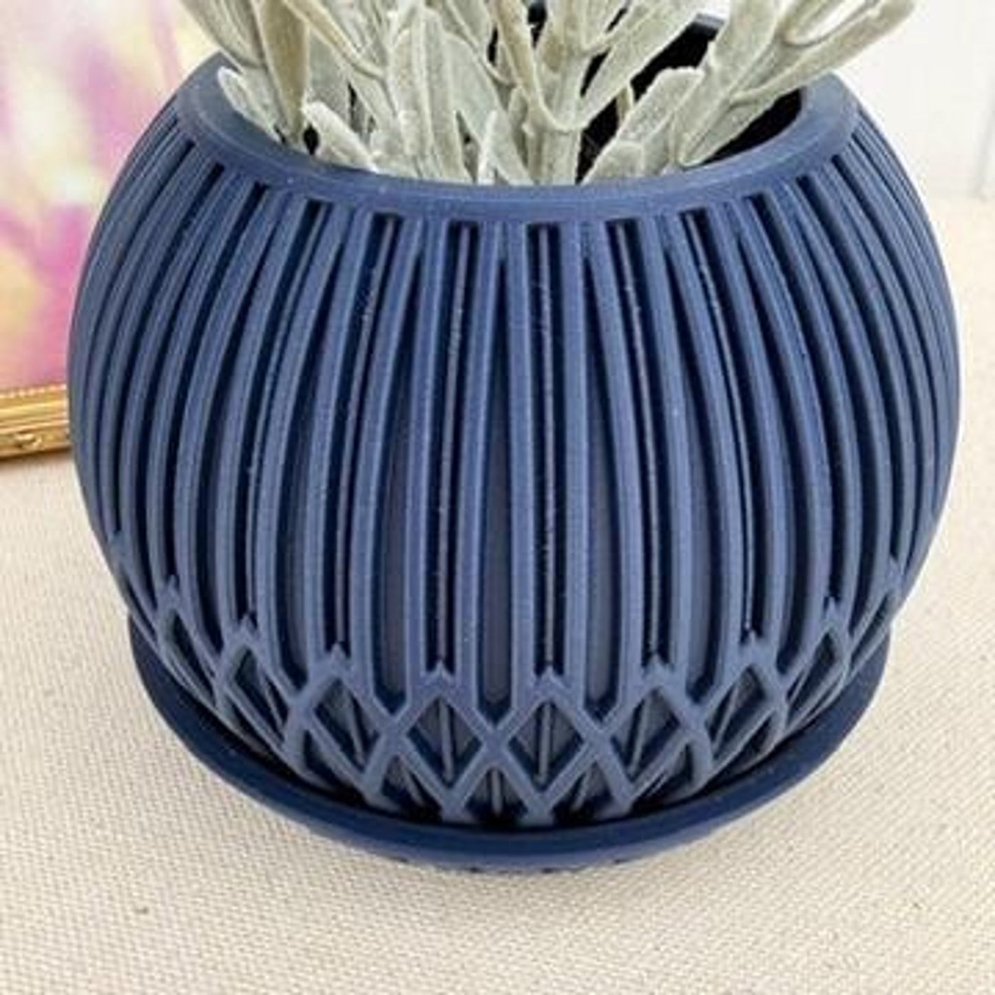 The Zyra Planter, Indoor Flower Pot, Tabletop Planter, Ribbed Lattice Pattern