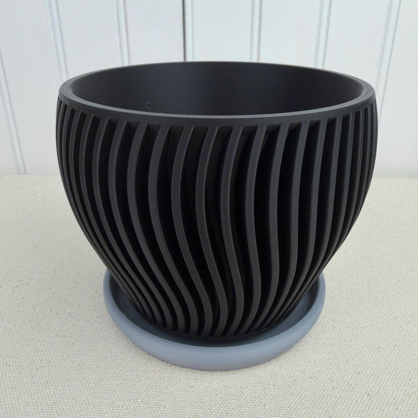 The Oblique Planter, Indoor Flower Pot, Tabletop Planter, Ribbed Wavy Pattern