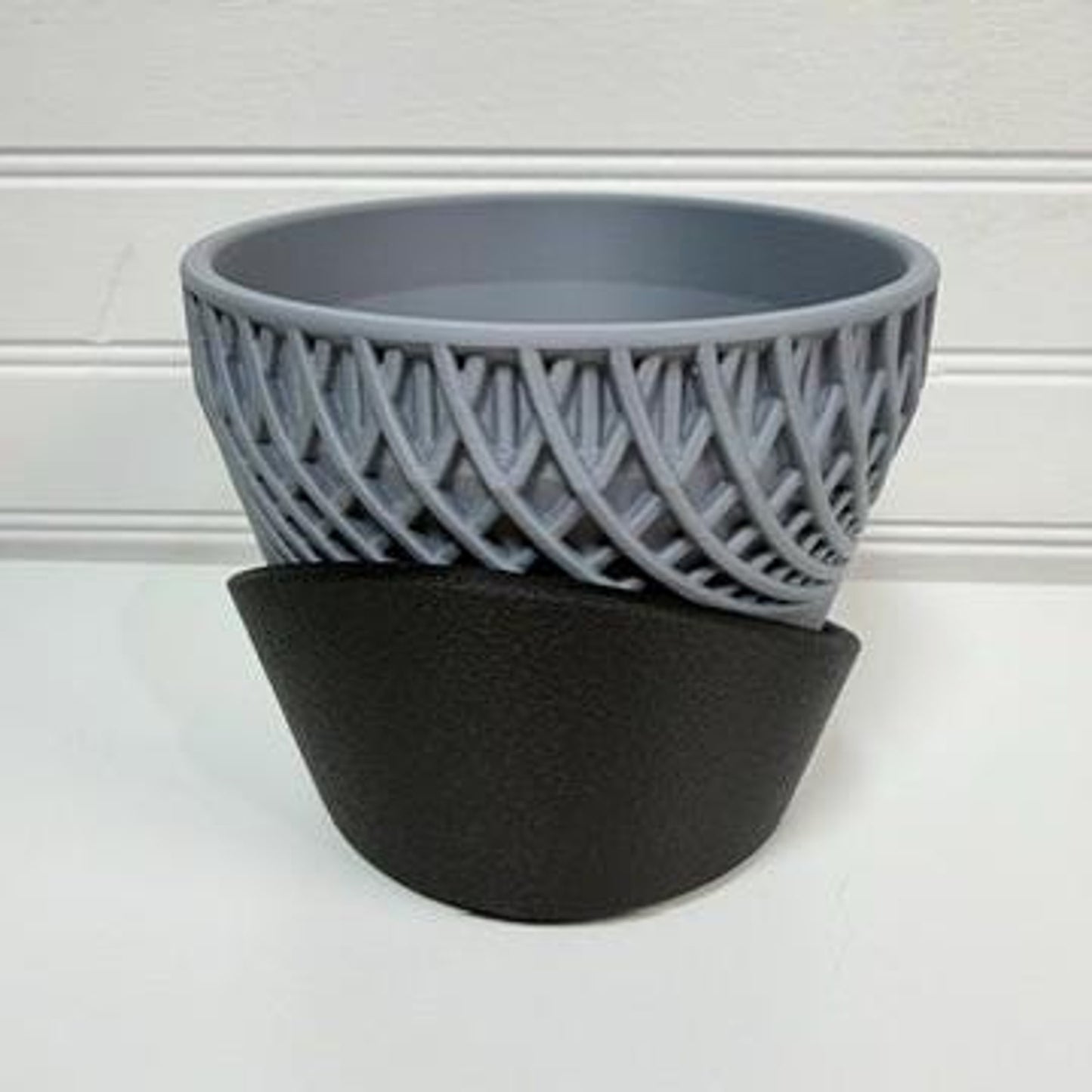 The Adrift Planter, Indoor Tabletop Flower Pot, Spiral Design, Wrap Around Drainage Tray