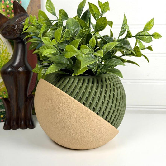 Troia Planter, Indoor Plant Pot with Sculpted Drip Tray, Tabletop Planter