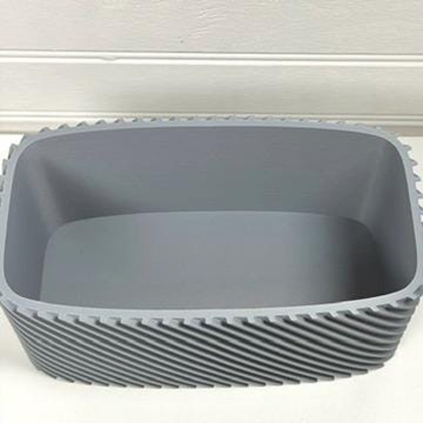 Plant Pot Fine Rib Rounded Rectangle Low, Indoor Cache Pot, Tabletop Planter