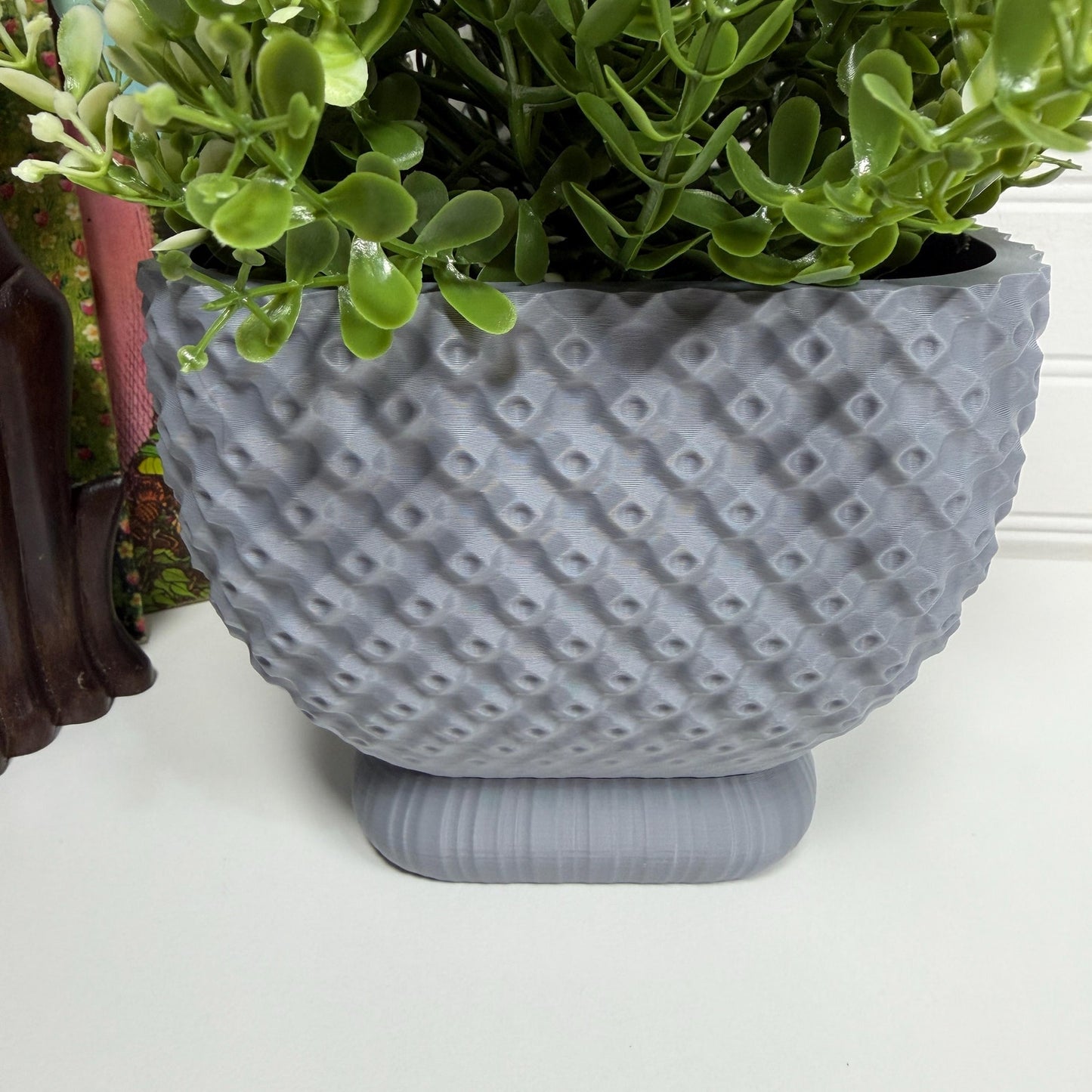 Connect Planter, Tabletop Indoor Flower Pot, Geometric Design, Textured Planter