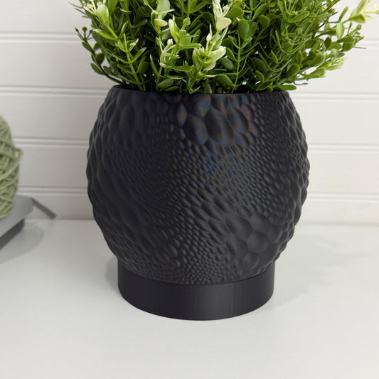 Gato Planter, Tabletop Indoor Plant Pot with Drip Tray, Organic Pattern, Moon Texture