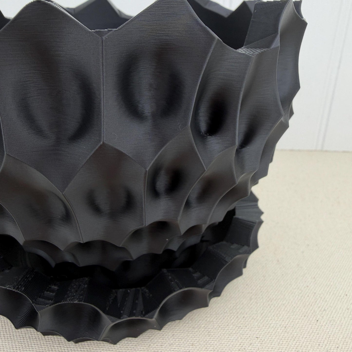Bane Planter, Indoor Flower Pot, Tabletop Planter, Sculpted Geometric Pattern, Faceted Design