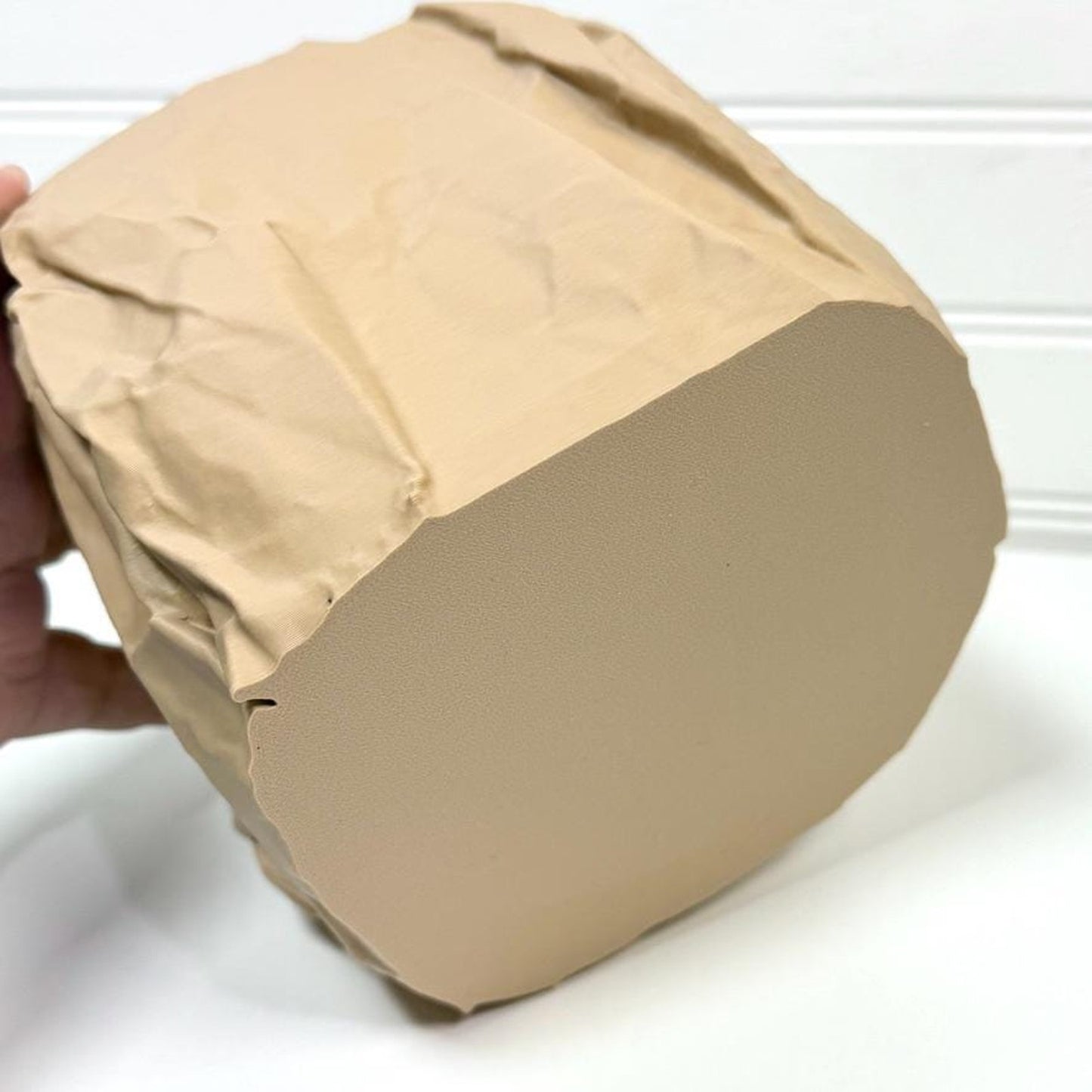 Crumpled Paper Pot, Cachepot Planter, Square Indoor Tabletop Plant Pot, Wrinkled Brown Bag Look