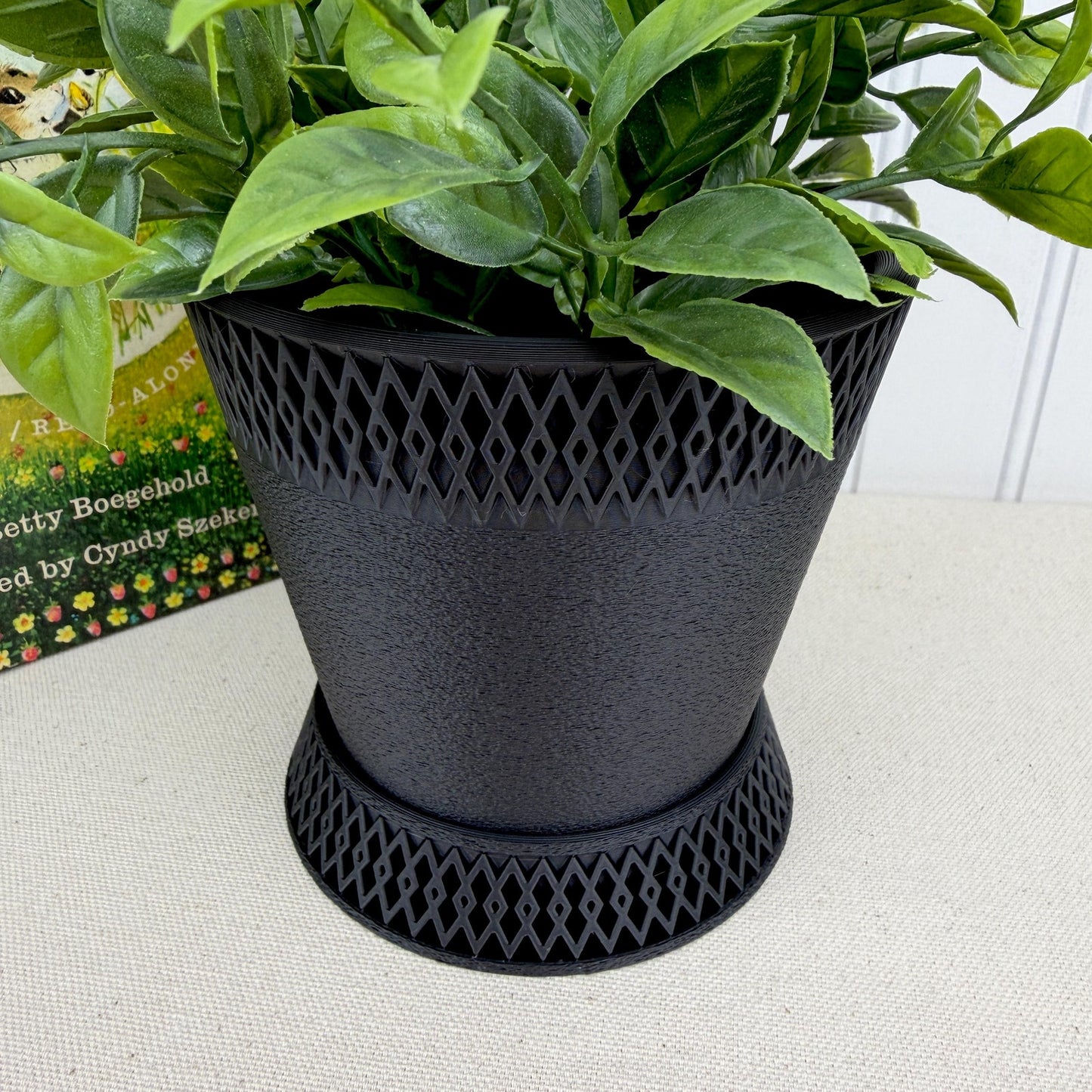 The Shift Planter, Indoor Flower Pot, Tabletop Planter, Textured Diamond Pattern