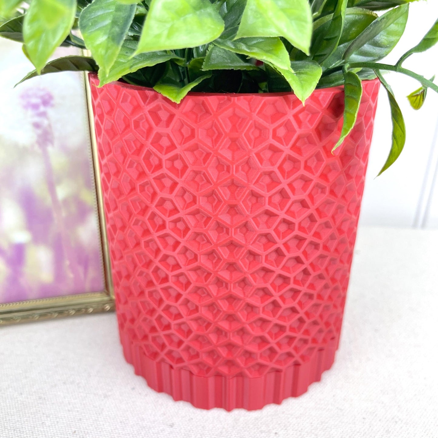 Ordan Planter Pot, Indoor Flower Pot, Tabletop Planter with Decorative Drip Tray