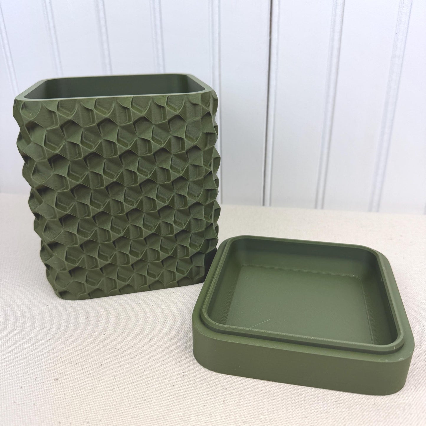 Rovi Square Planter, Indoor Flower Pot, Tabletop Planter, Faceted Texture, Modern Design