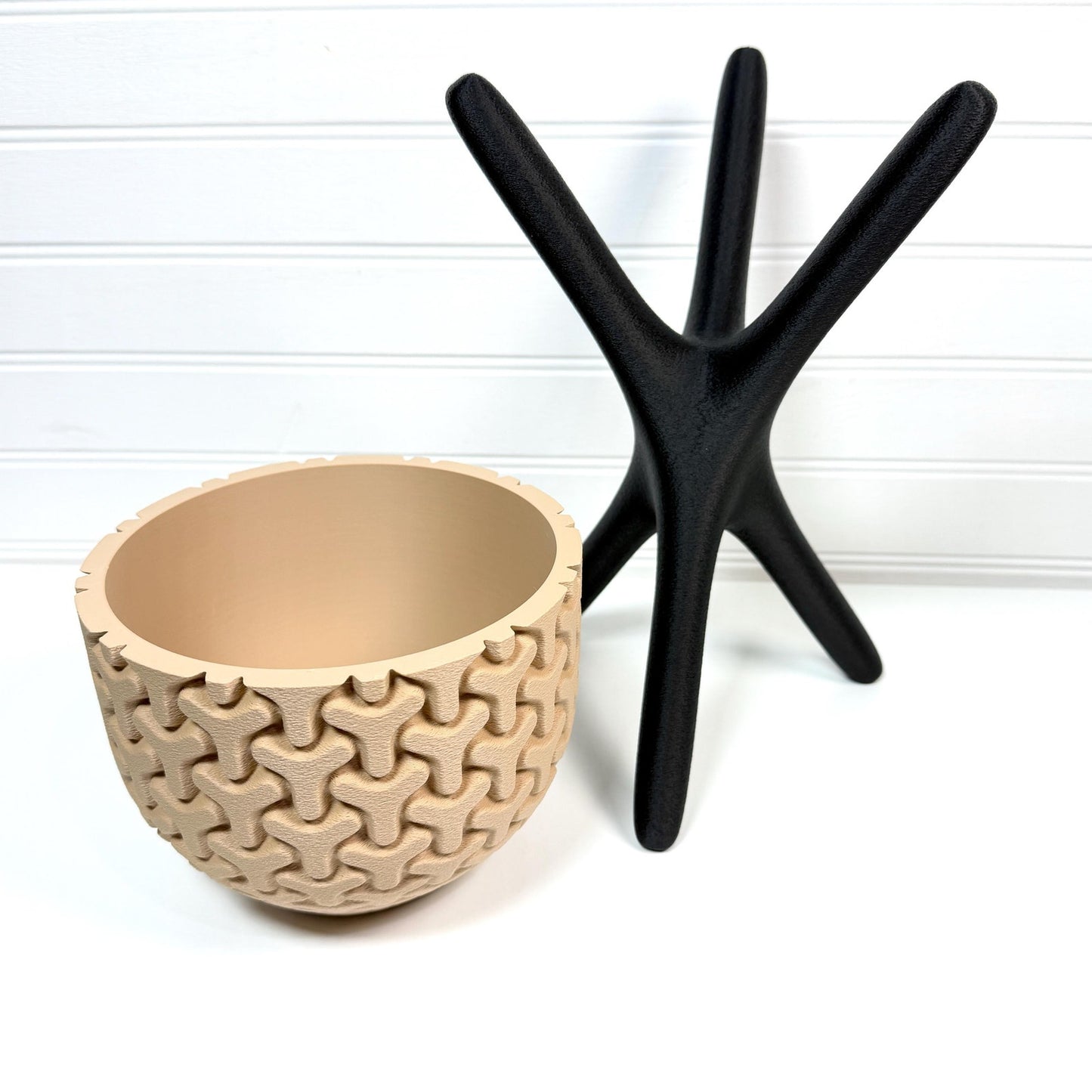 Triova Cachepot, Indoor Tabletop Cache Pot, Planter Pot, No Drainage Holes, Elevated Design