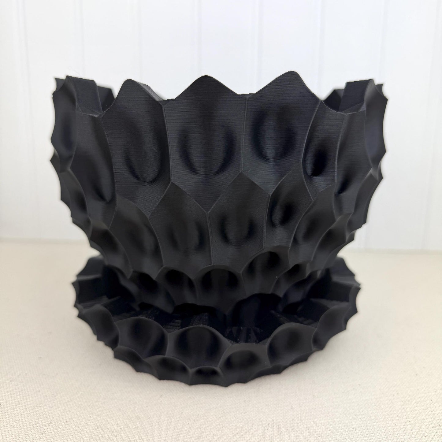 Bane Planter, Indoor Flower Pot, Tabletop Planter, Sculpted Geometric Pattern, Faceted Design