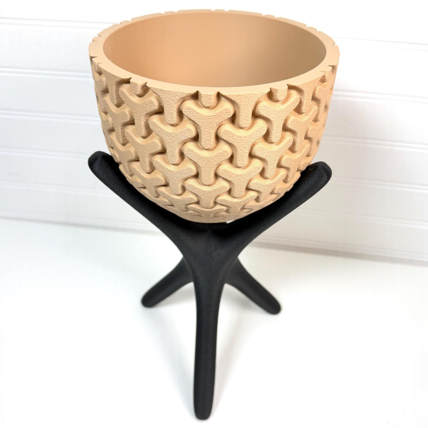 Triova Cachepot, Indoor Tabletop Cache Pot, Planter Pot, No Drainage Holes, Elevated Design