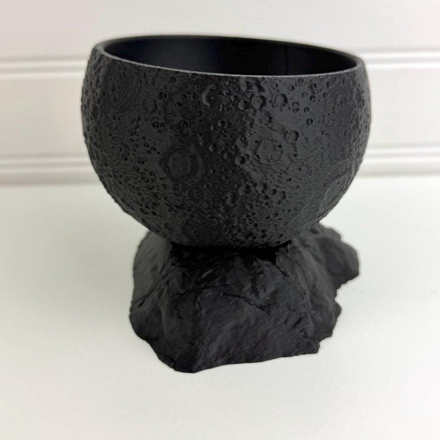 Moon Planter with Base, Indoor Plant Pot, Tabletop Planter, Textured Design, Astronomy Decor