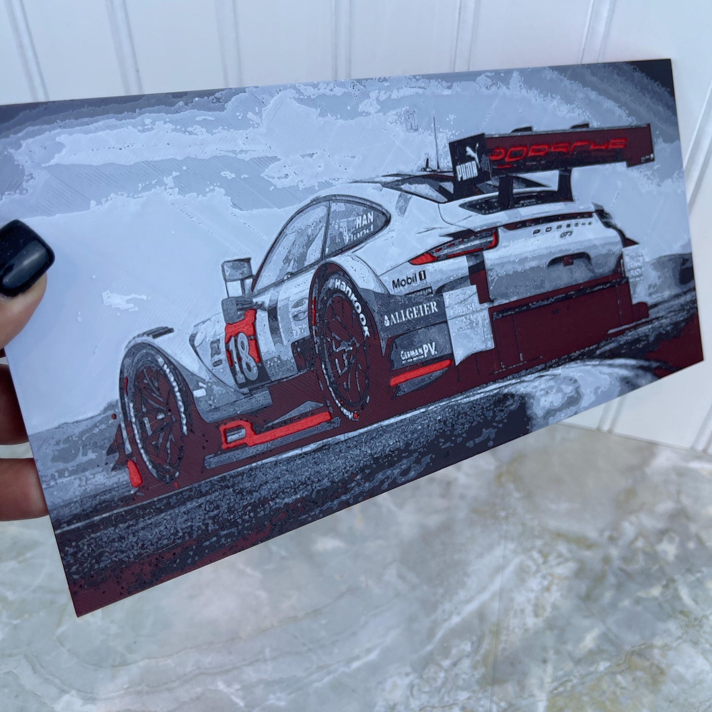 Porsche GT3 RS Wall Art,  Wall Art, Car Lover, Garage Art, Man Cave Decor, Textured Art, Hueforge Art