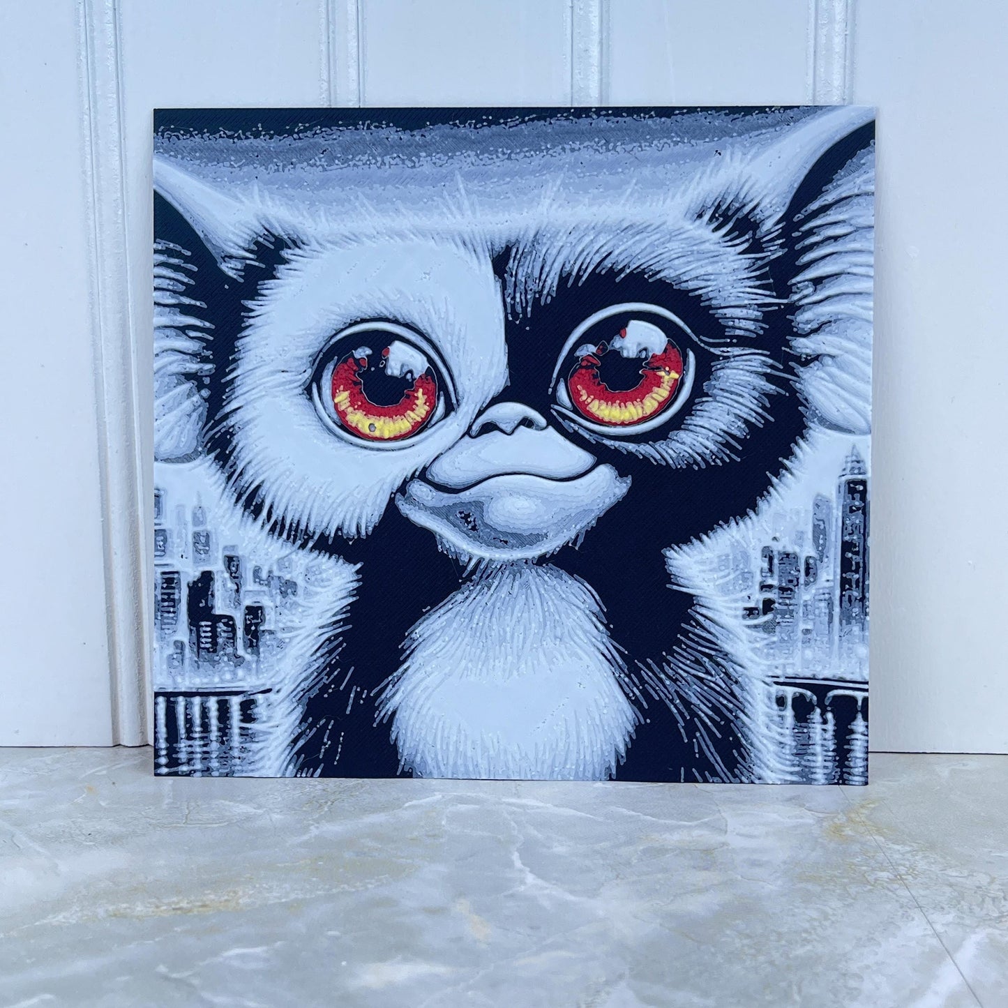 Gremlin Wall Art,  Wall, Gizmo, 80s Nostalgia, Classic 80s Movie, Textured Art, Hueforge Art