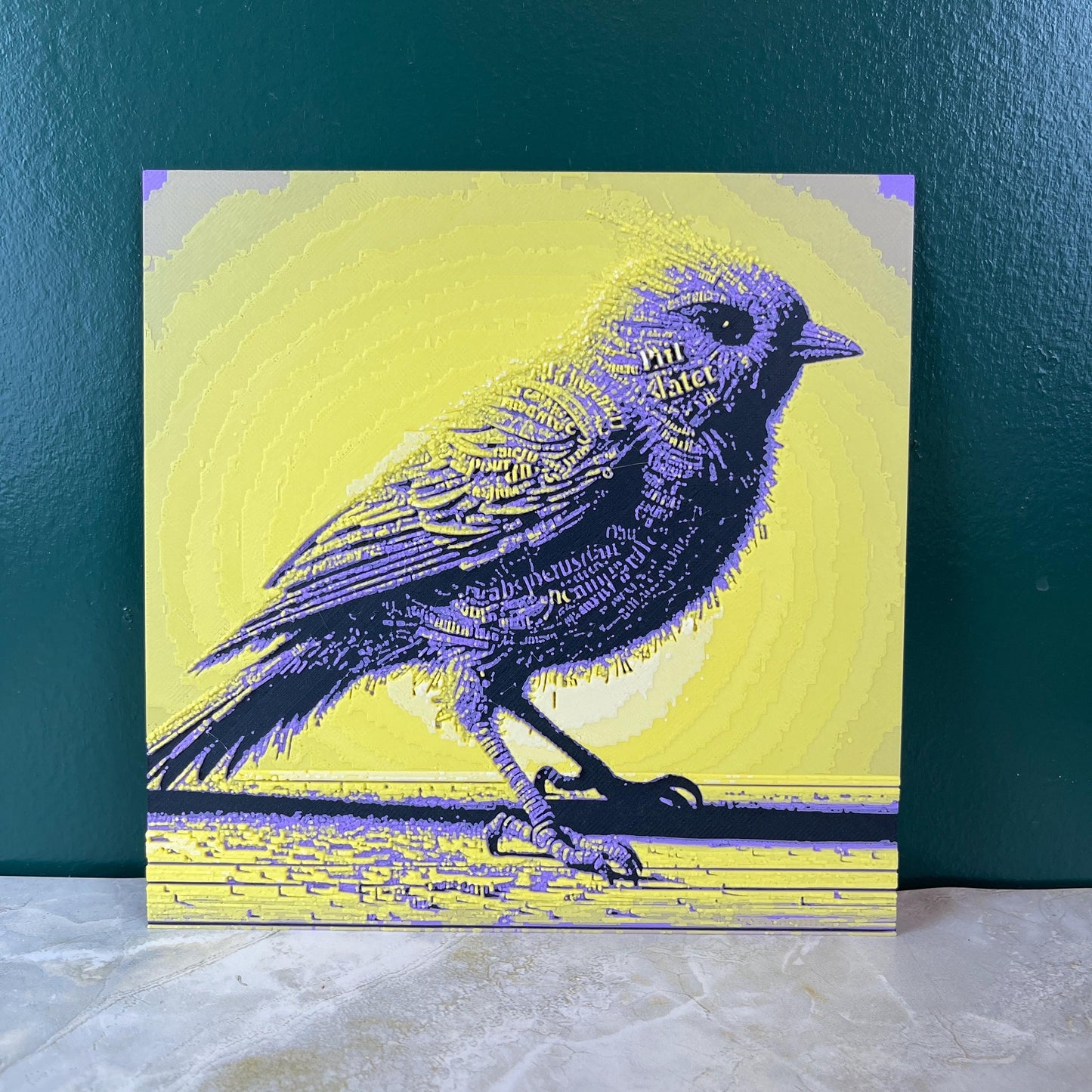 Uniquely Colored Bird Wall Art,  Art, Bird Lover, Playful Bird, Textured Art, Hueforge Art