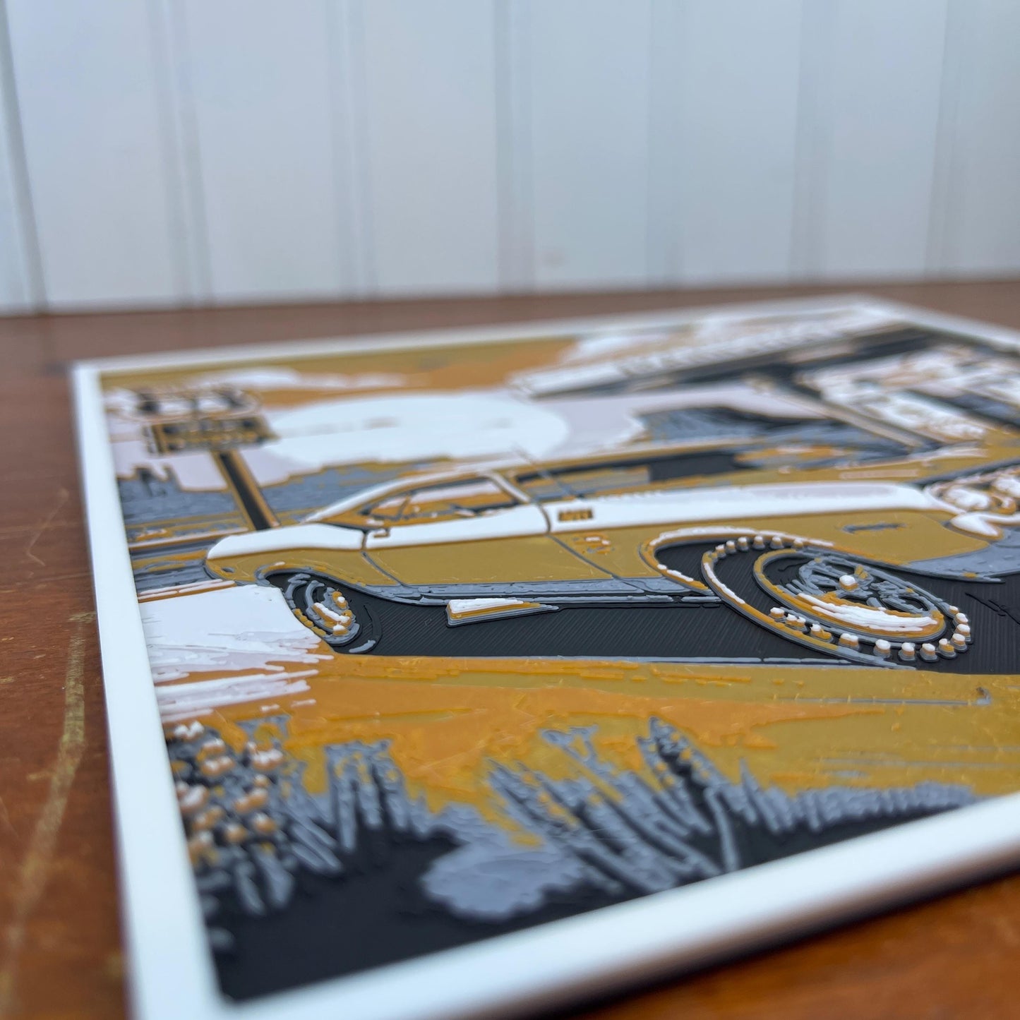 Route 66 Dodge Wall Art,  Wall Art, Hueforge Art Print, Textured Art