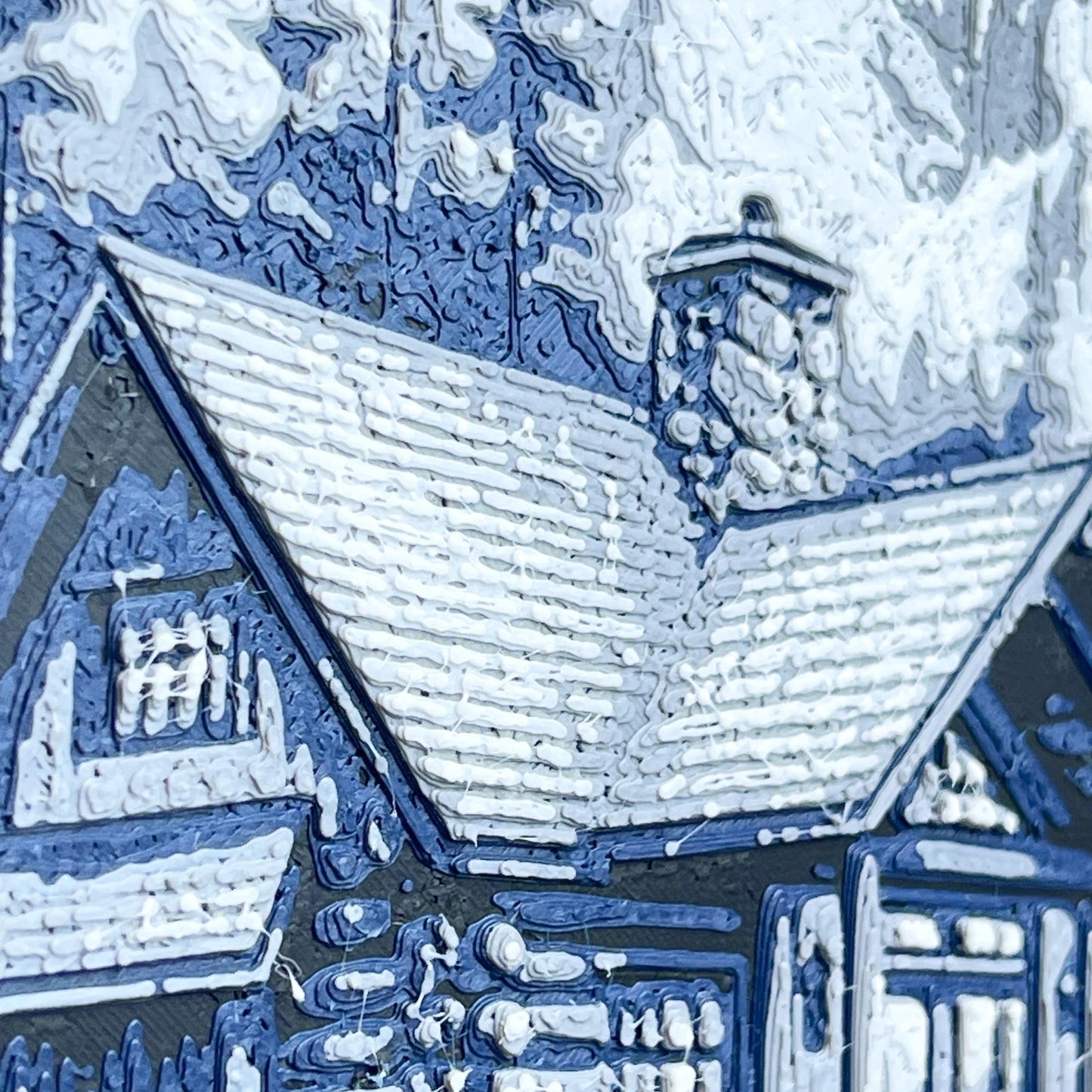 Lakeside Mountain Cabin Wall Art,  Wall Art, House by the Lake, Hueforge Art Print, Textured Art