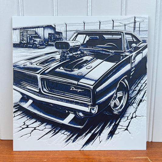 Dodge Charger Wall Art,  Wall Art, Hueforge Art Print, Textured Art