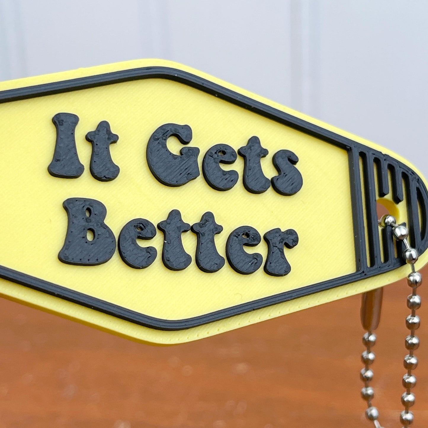 Retro Motel Keychain, It Gets Better, Ballchain Keychain