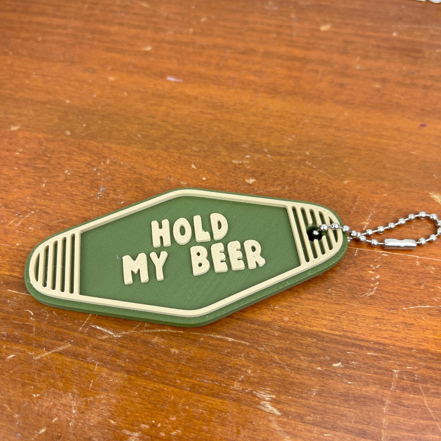 Retro Motel Keychain, Hold My Beer, Ballchain Keychain