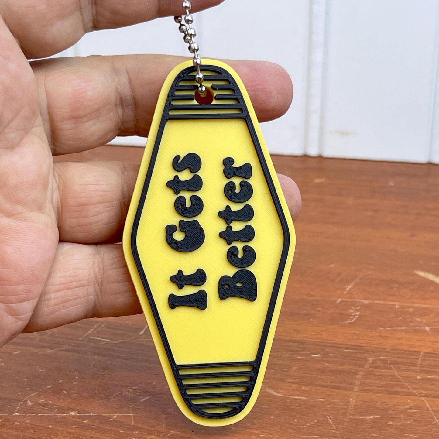 Retro Motel Keychain, It Gets Better, Ballchain Keychain