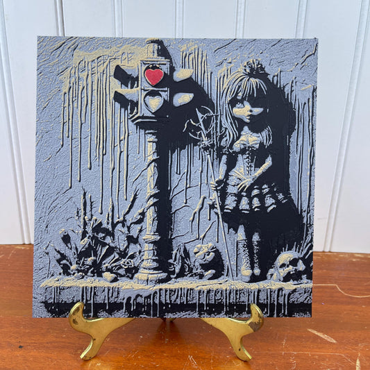 Scary Girl Wall Art,  Art, Creepy Girl Art, Creepy Girl Red Heart, Hueforge