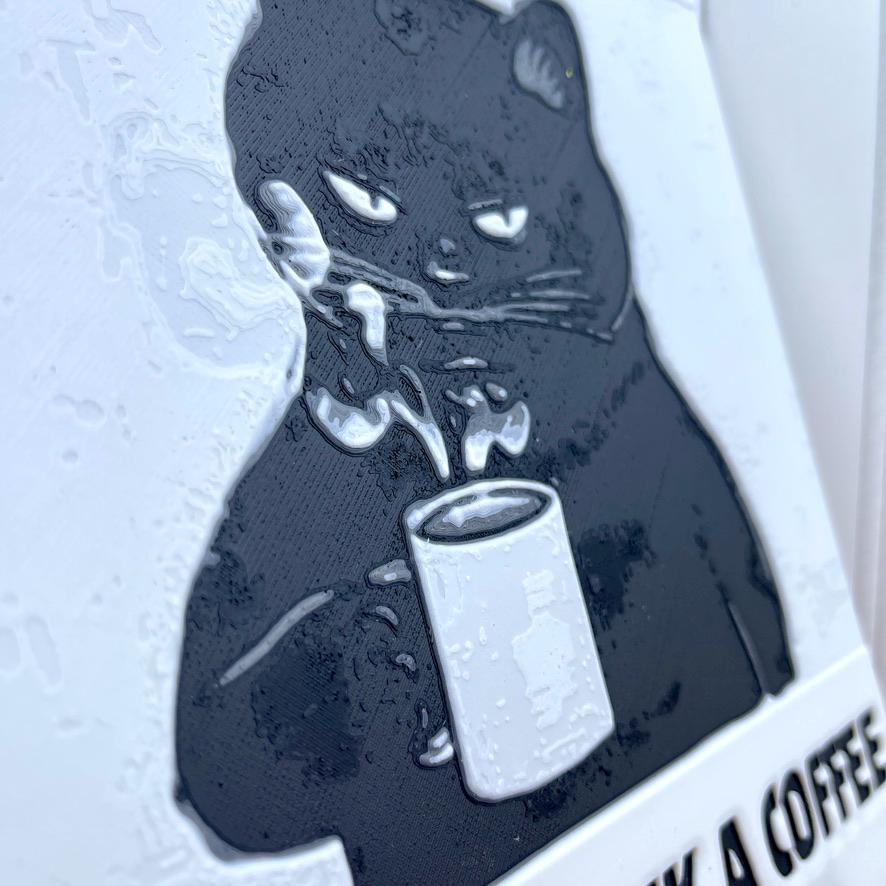 Wall Art, I Don’t Like People or Morning Until I’ve Had Coffee, Cat Lover, Coffee Bar Art. Cat Attitude